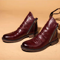 Bottines en cuir pour homme avec fermeture éclair latérale