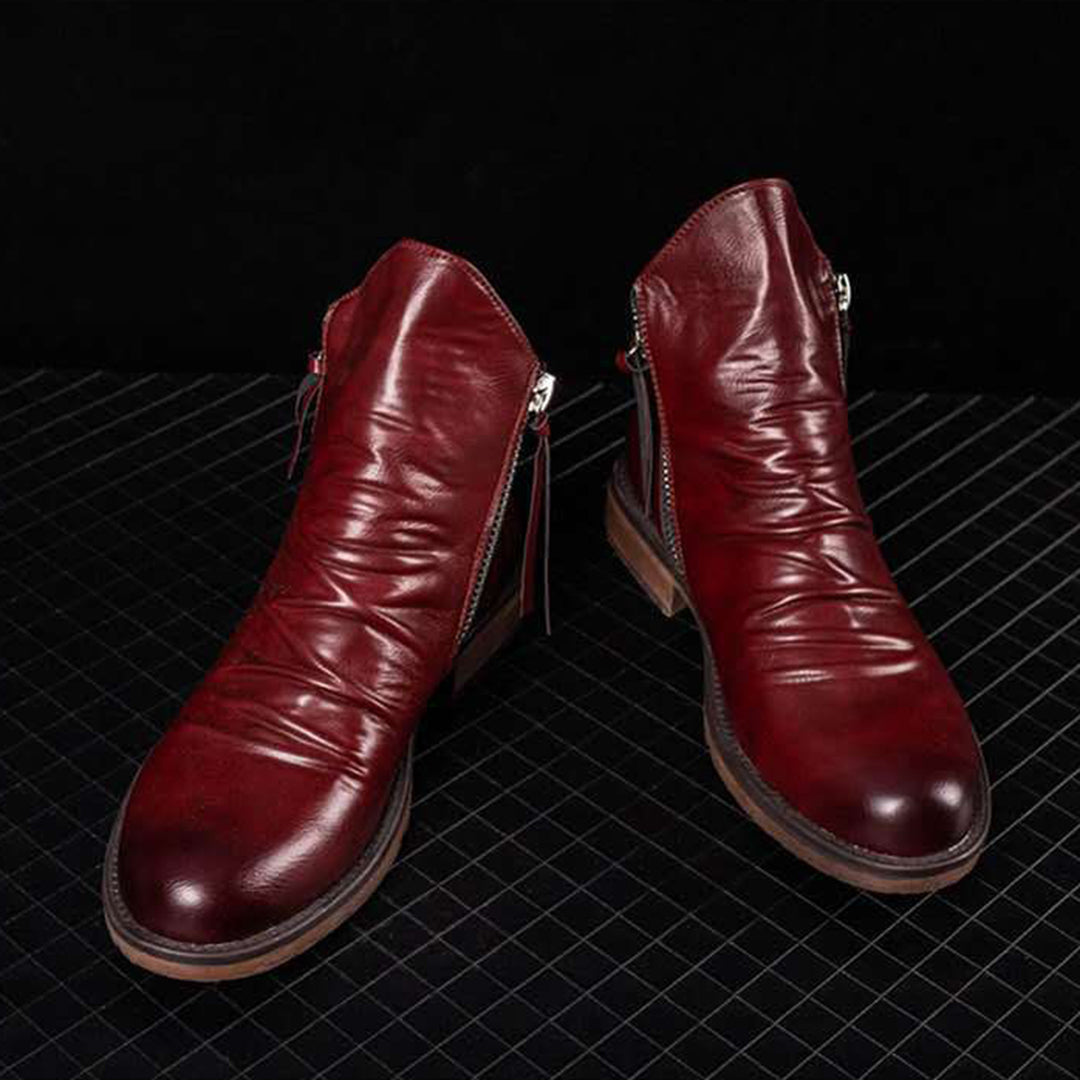 Bottines en cuir pour homme avec fermeture éclair latérale