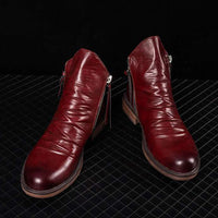Bottines en cuir pour homme avec fermeture éclair latérale