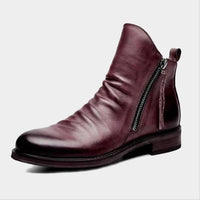 Bottines en cuir pour homme avec fermeture éclair latérale