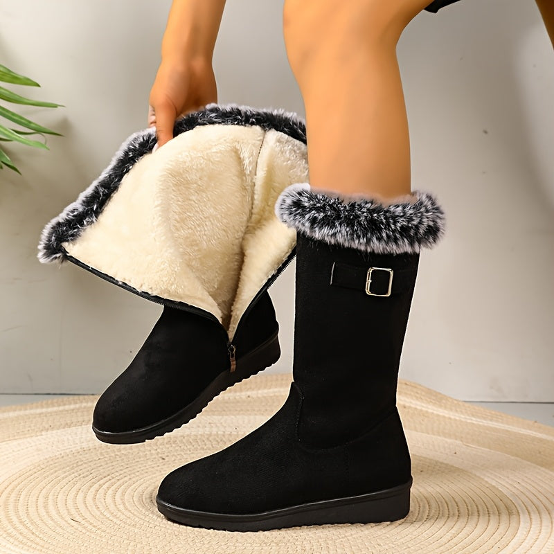Bottes de neige pour femme, doublées | chaussures d’hiver à fermeture éclair et antidérapantes