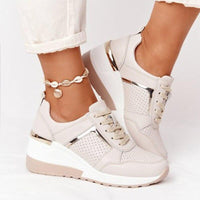 Sneakers ortopediche da donna con zeppa e lacci