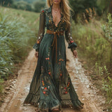Dámské boho maxi šaty s výšivkou a tylem - Daisy