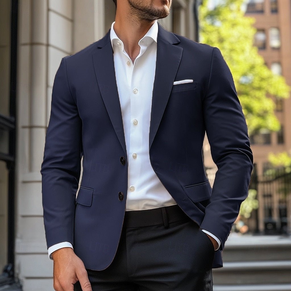 Casualowa kurtka męska jednorzędowa slim fit - Dean Front