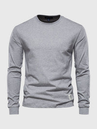 Ciepły bawełniany longsleeve zimowy męski z prążkowanym mankietem - Arlo Angle