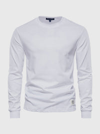 Ciepły bawełniany longsleeve zimowy męski z prążkowanym mankietem - Arlo Back