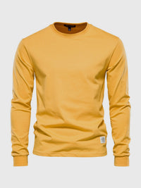 Ciepły bawełniany longsleeve zimowy męski z prążkowanym mankietem - Arlo Detail