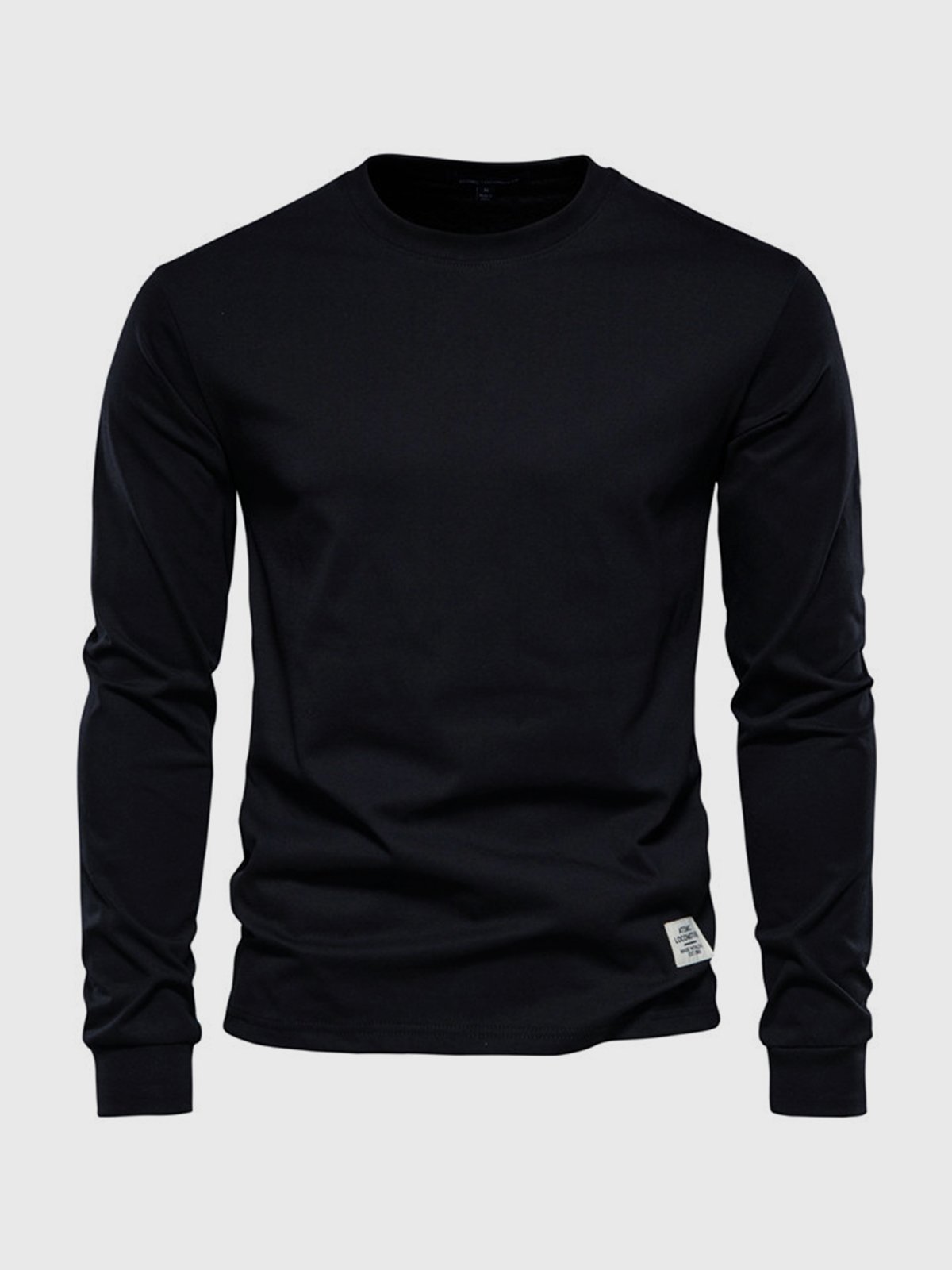 Ciepły bawełniany longsleeve zimowy męski z prążkowanym mankietem - Arlo Front