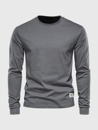 Ciepły bawełniany longsleeve zimowy męski z prążkowanym mankietem - Arlo Full
