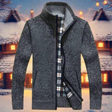 Warm Men's Sweater with a Zipper and Plaid Lining - Grant