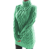 Maglione lungo a tunica da donna con collo alto e lavorazione a trecce - Leah