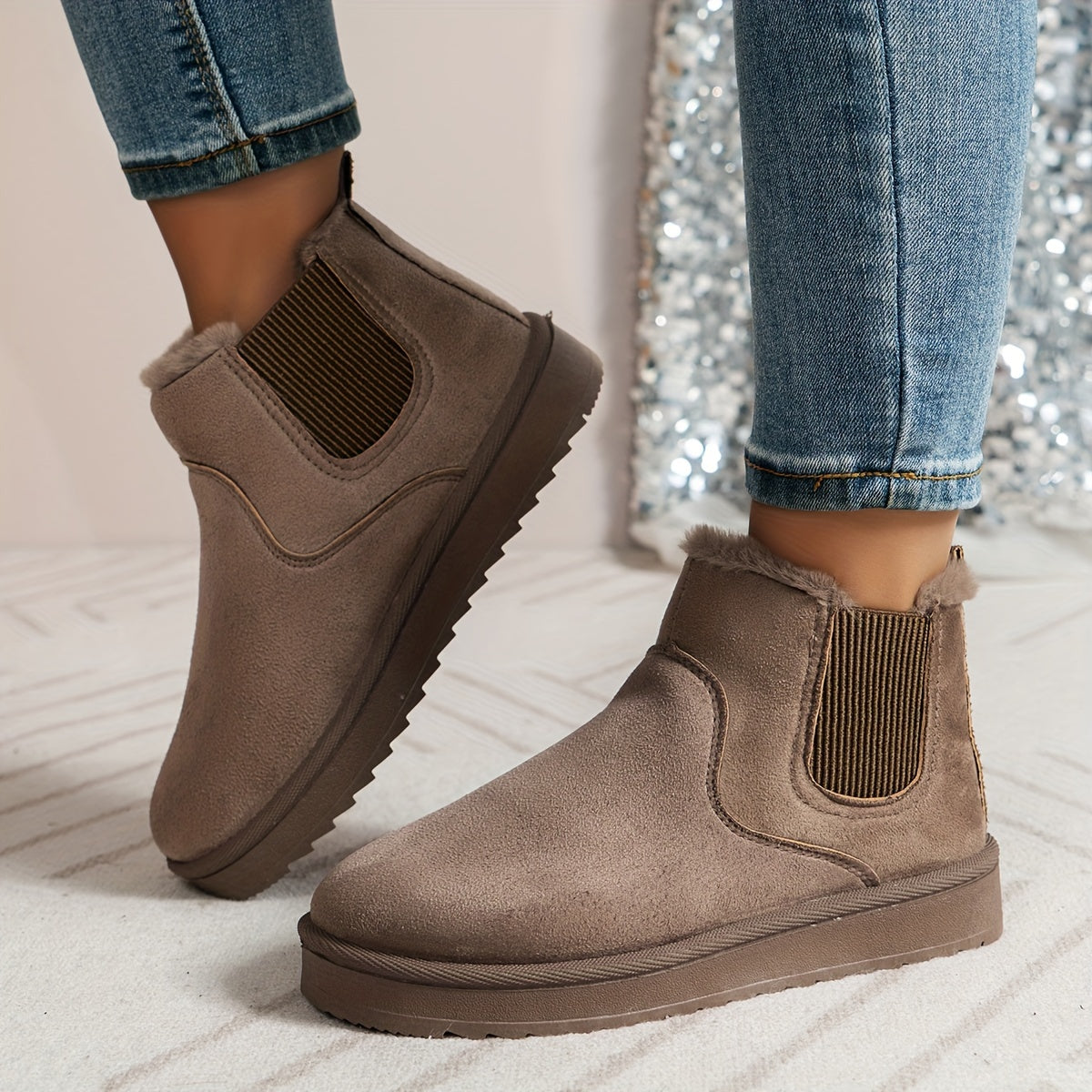 Stivaletti invernali da donna imbottiti slip-on