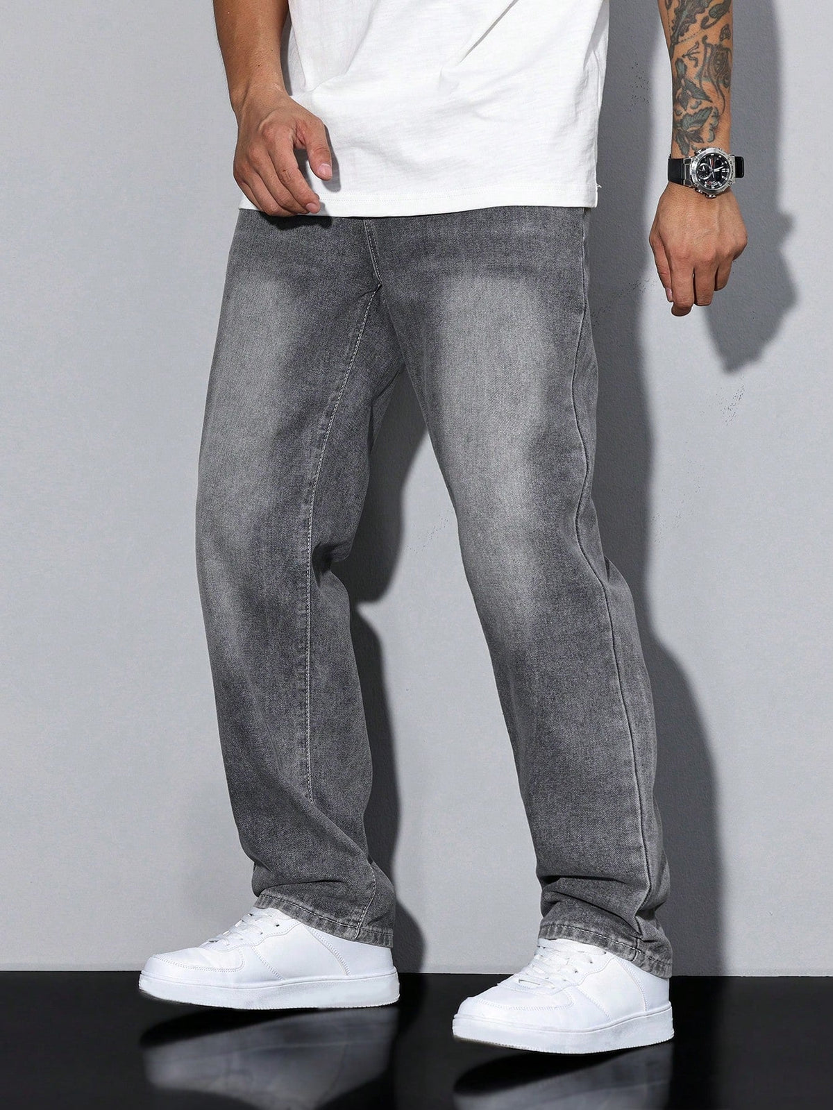 Jeans da uomo slavati a gamba dritta