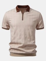 Tricou polo bărbătesc din tricot, cu croială ajustată și fermoar - Stefan