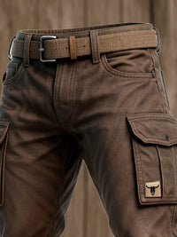 Dopasowane spodnie cargo slim fit męskie - Jace Back