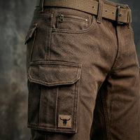 Dopasowane spodnie cargo slim fit męskie - Jace Side