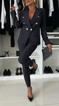 Tailleur-pantalon pour femme, 2 pièces, croisé