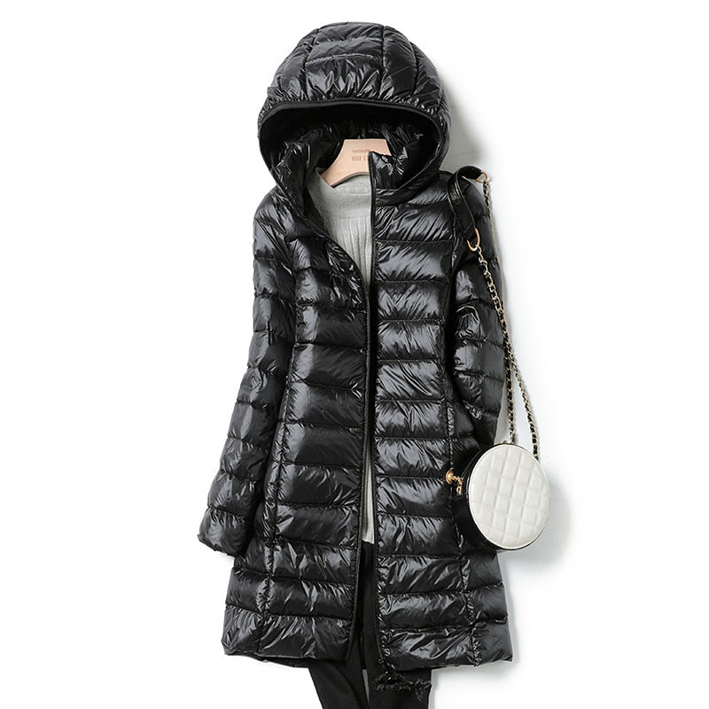 Women's Winter Jacket | Long Quilted Coat with Hood
