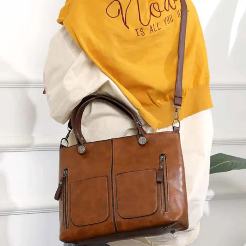 Γυναικεία shopper τσάντα ώμου και χιαστί με τσέπες με φερμουάρ | ευρύχωρη, για τη δουλειά