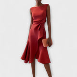 Abito midi elegante asimmetrico senza maniche da donna - Ivy