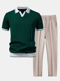 Elegancki komplet polo i spodnie męski - Quinn Detail