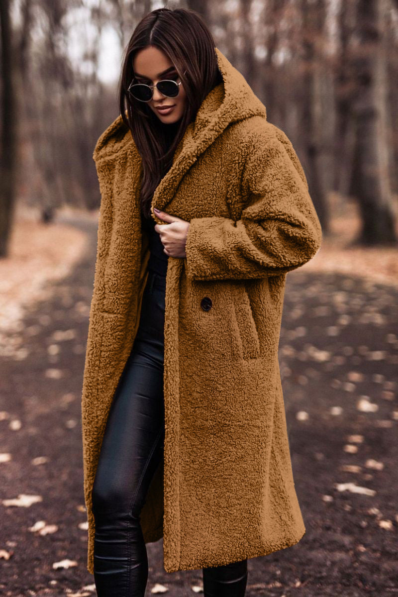 Cappotto invernale lungo da donna con cappuccio, oversize | Caldo, per tutti i giorni e per le passeggiate