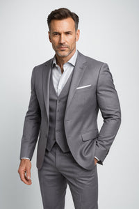Formalny garnitur trzyczęściowy slim fit z kamizelką męski - Grant Detail