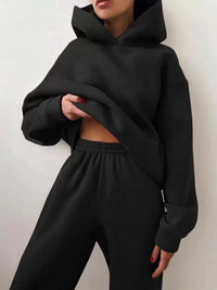 Komfortowy dresowy komplet damski oversize z kapturem - Lexi Detail