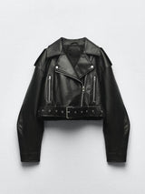 Veste courte biker en similicuir pour femme - Josie