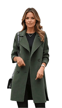 Dámský zimní dvouřadý kabát s límcem | Elegantní