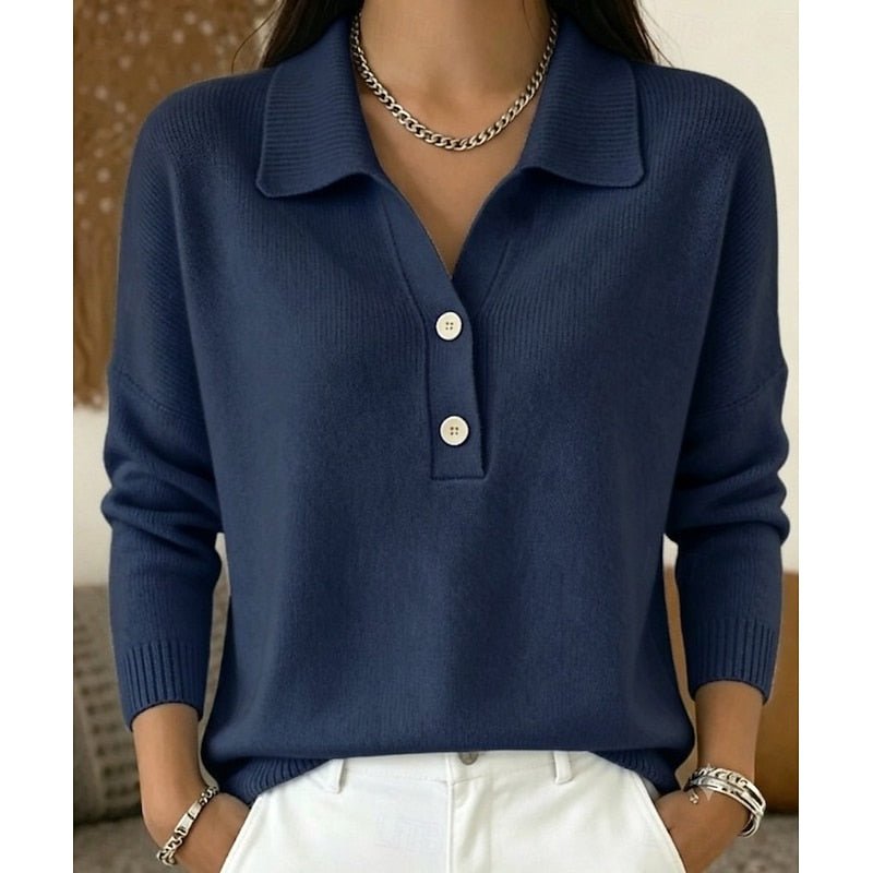 Modny sweter polo z kołnierzykiem damski - Elise Back