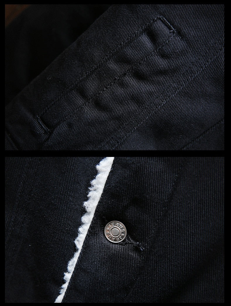 Ανδρικό χειμερινό μπουφάν με γιακά και επένδυση | Κούμπωμα με κουμπιά και τσέπες