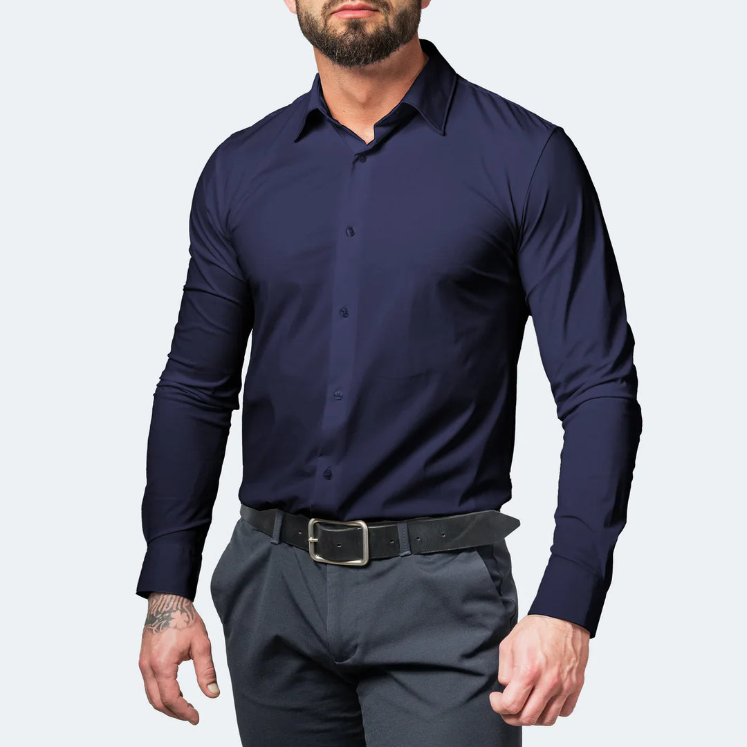 Camicia elasticizzata da uomo a maniche lunghe