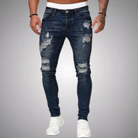 Stylowe jeansy slim fit z przetarciami męskie - Arlo Side