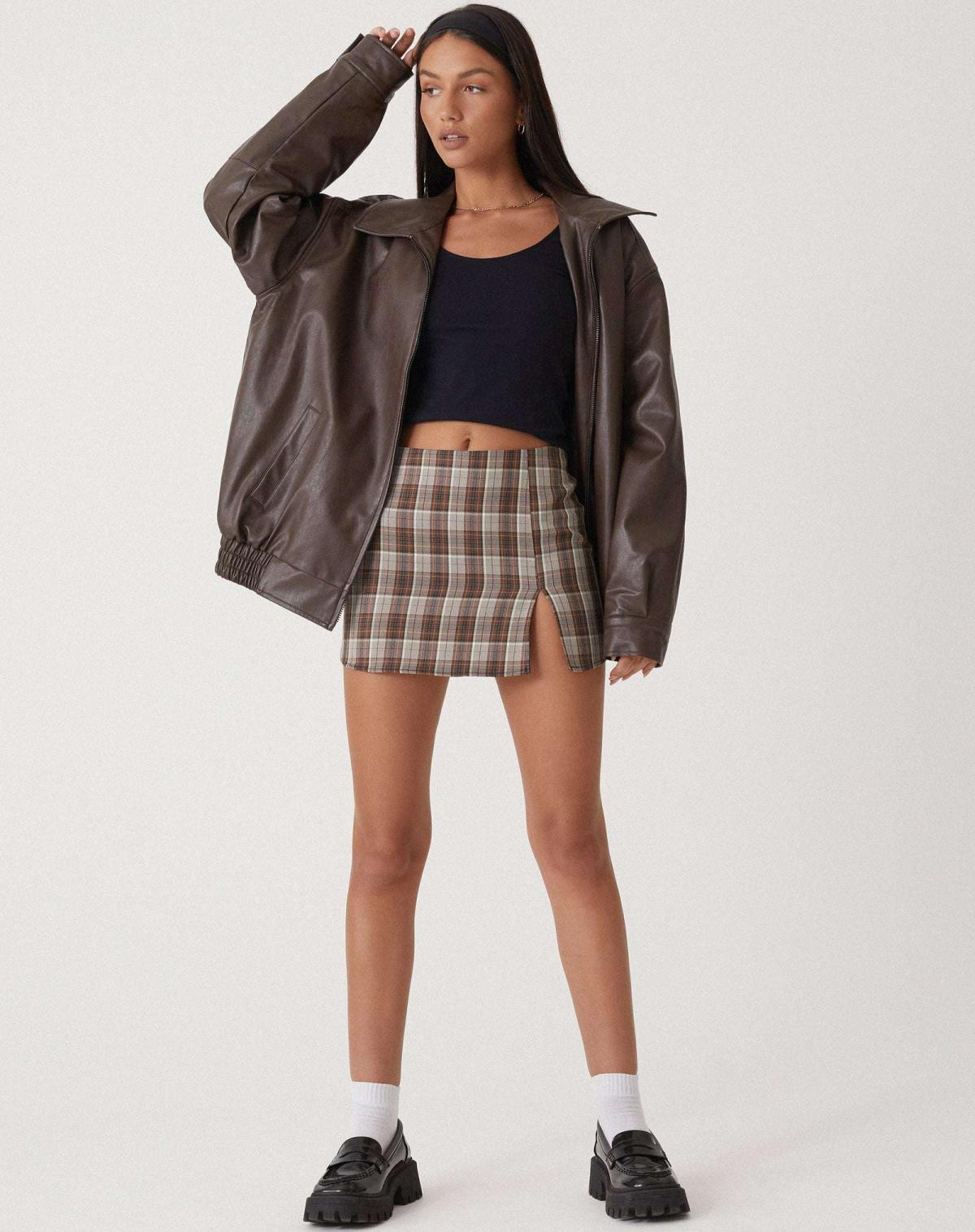 Giacca oversize da donna in pelle con cerniera