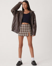 Giacca oversize da donna in pelle con cerniera