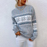 Wzorzysty sweter zimowy damski w śnieżynki - Lexi